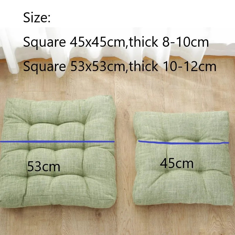 Green Linen Floor Seat Cushion Pillow Gift Round Large Pillows Seating for Adults, Tufted Seat Cushions for Living Room Tatami